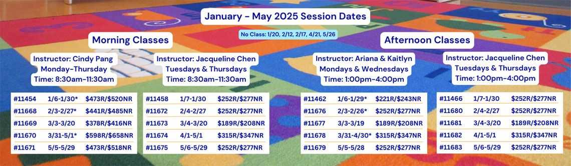 preschool schedule winter spring 2025